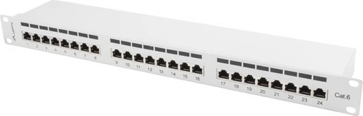 Patch panel, 24 vrat, 1U, kategorija 6, siv Lanberg PPS6-1024-S