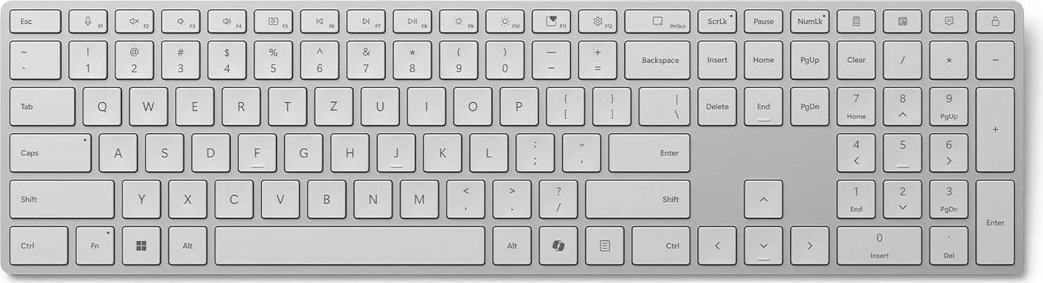Sodobna brezžična tipkovnica QWERTZ Microsoft Surface, polne velikosti, siva