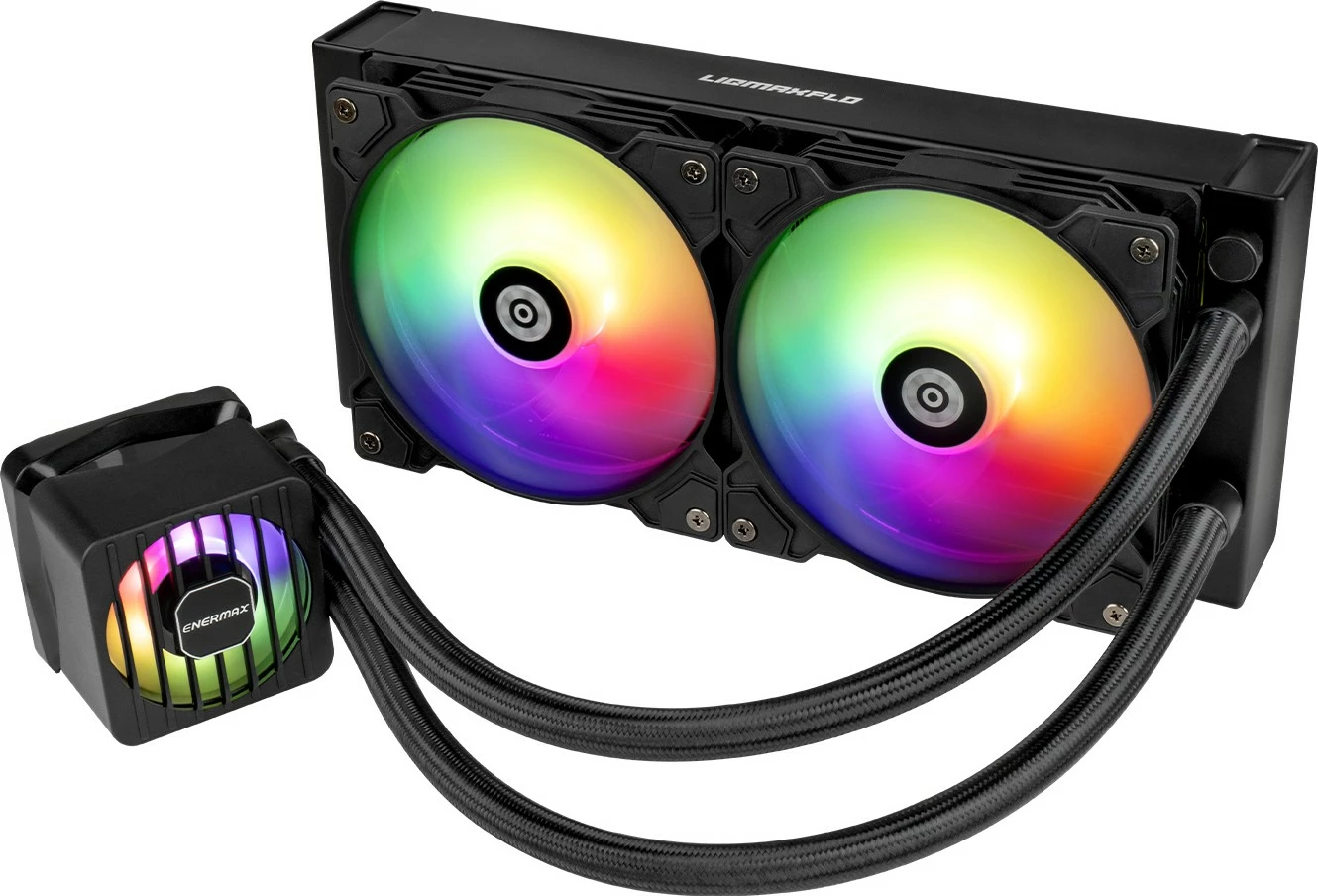 Foteljni vodni hladilnik 240 mm z RGB, Enermax LIQMAXFLO ELC-LMF240-ARGB, črn