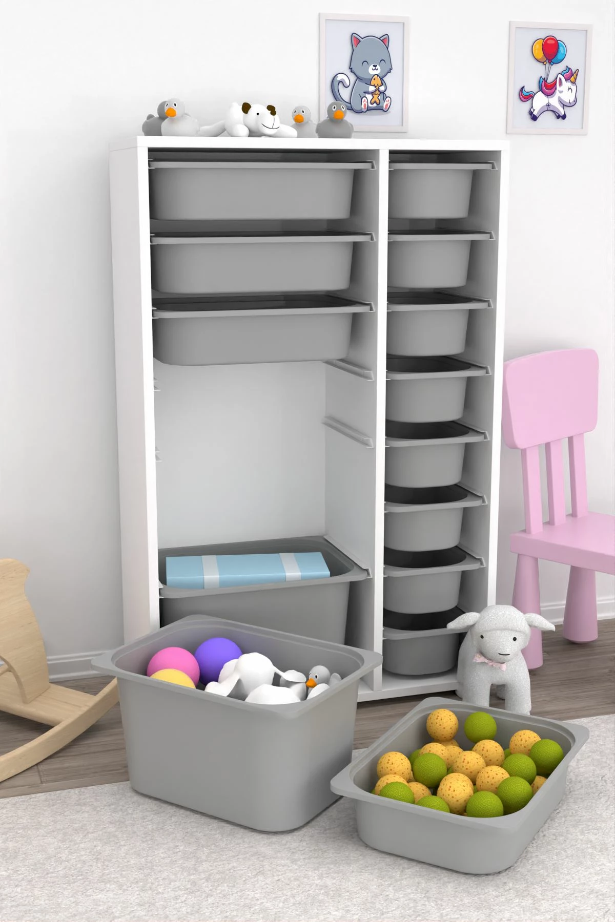Večnamenska omara Hanah Home, Rine 2D4K8U, bela, siva v2