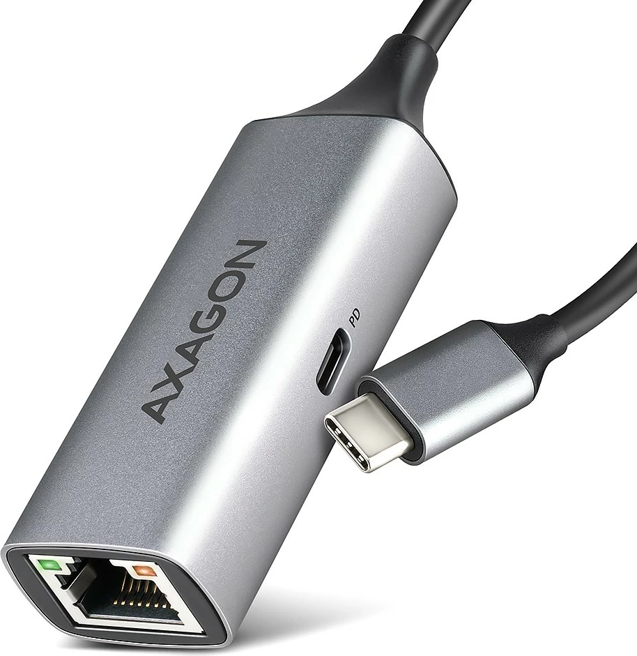 Omrežna kartica AXAGON ADE-TXPD, USB-C 3.2 Gen 1, Gigabit Ethernet, Power Delivery 100W, siva