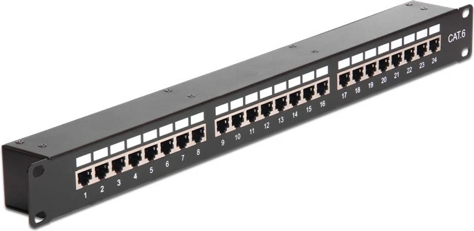 Patch panel, 24 priključki, Cat6, 1U, črn DeLOCK 43295