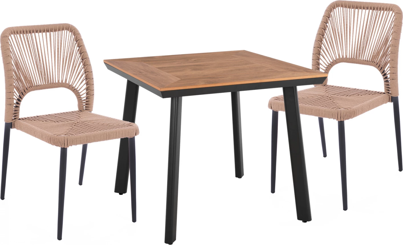 Jedilni set 3 kosi s mizo 80x80 in stoli z vrvjo FH11536.02