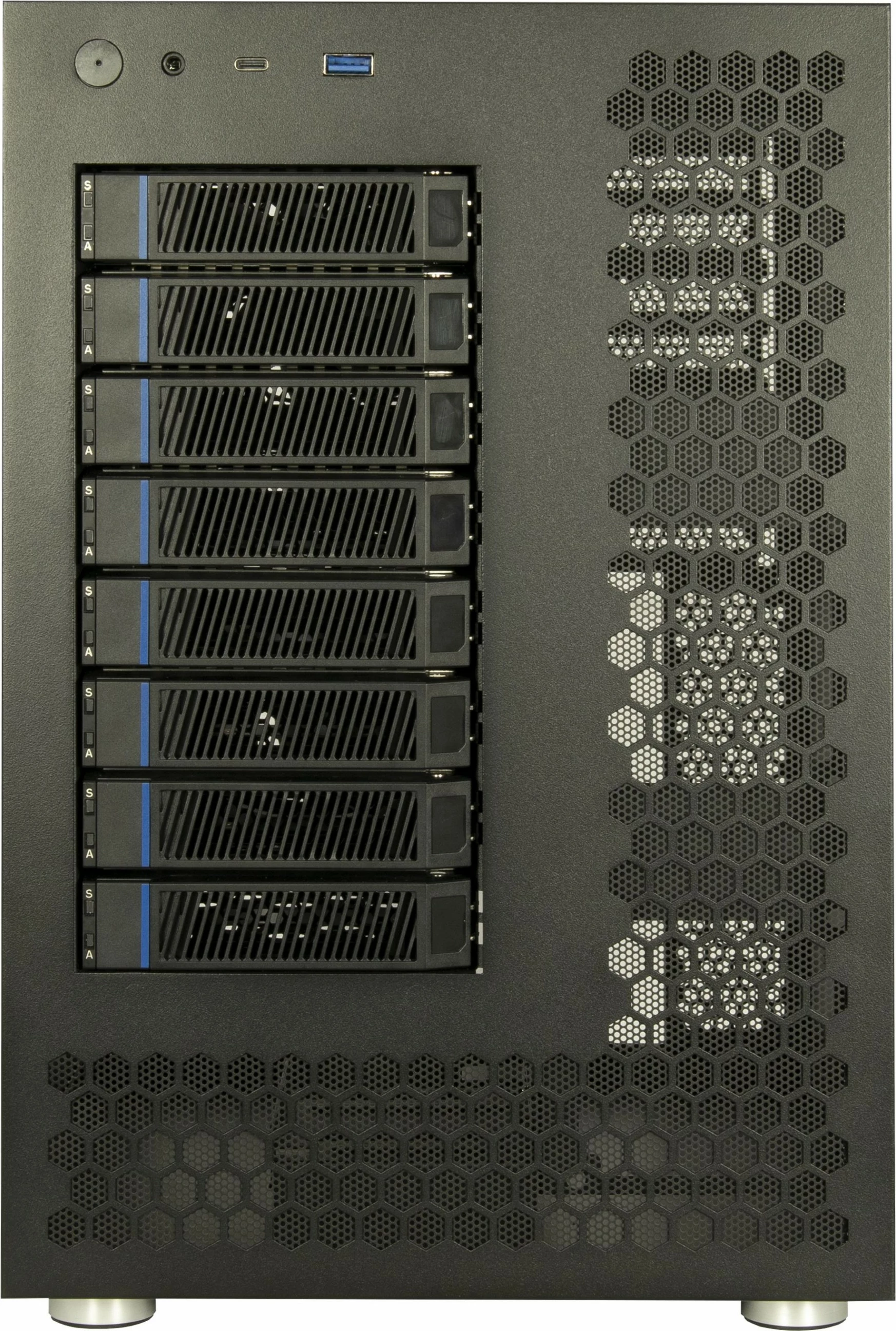 Ohišje za trde diske Inter-Tech NAS-8, 8 mest, PCI Express, Hot-swap, črno