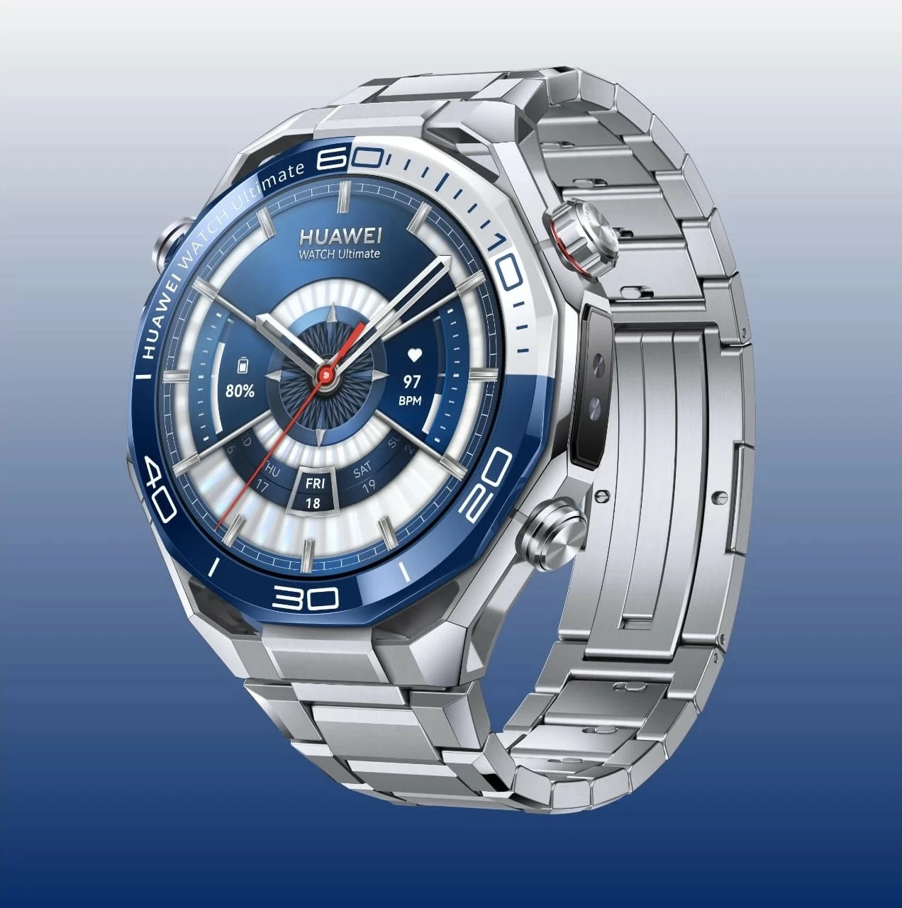 Pametna ura HUAWEI WATCH Ultimate 2 (March-B29), modra in bela, pašček iz fluoroelastomera