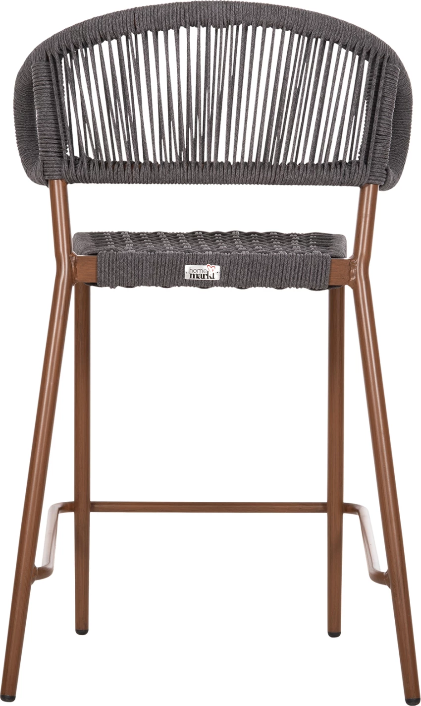 Barski stol srednje višine EULO FH6087.01 aluminij v oreh-sintetični ratan v sivi 60x60x99H cm