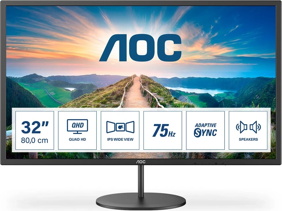 Monitor 31,5'' 2K Ultra HD AOC V4 Q32V4, LED, 75 Hz, črn