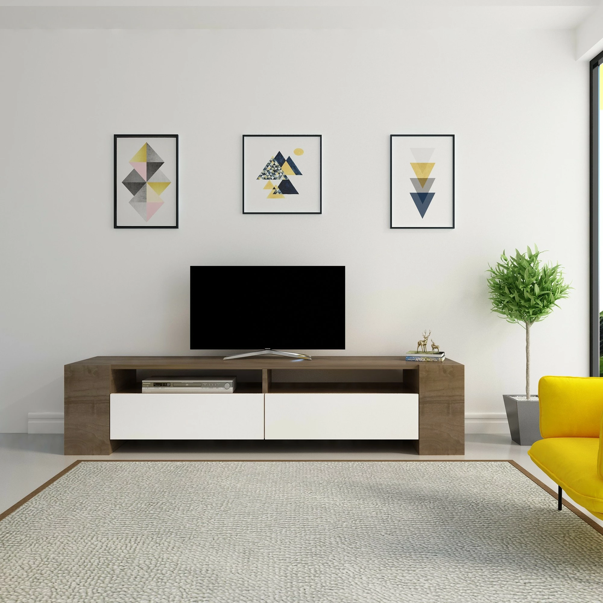 TV komoda Sosruko Hanah Home, oreh in bela