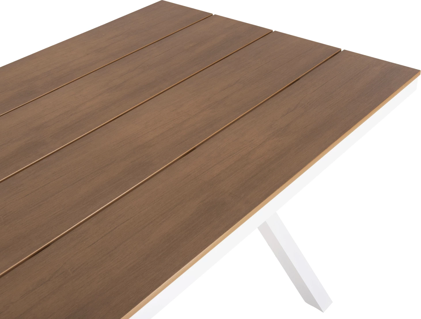 Aluminijasta pravokotna miza TAWNEE FH6037.02 bele barve-poliles v naravni les 150x89,5x73Hcm