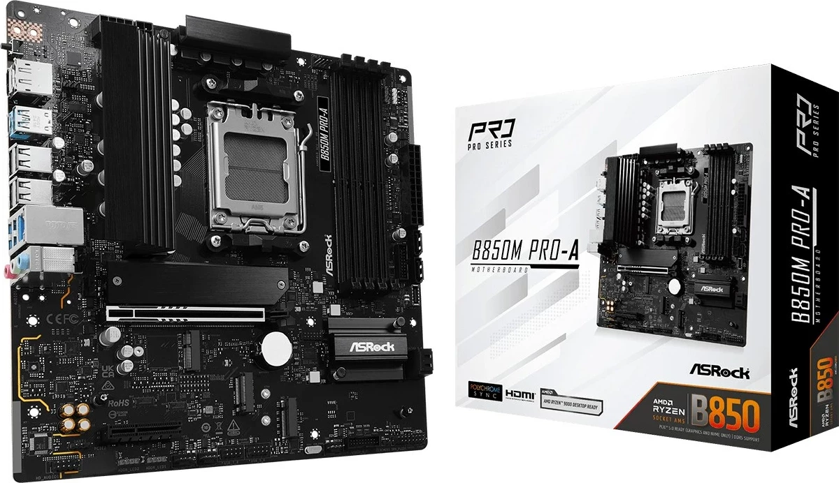 Matična plošča Asrock B850M Pro-A, micro ATX, Socket AM5, črna