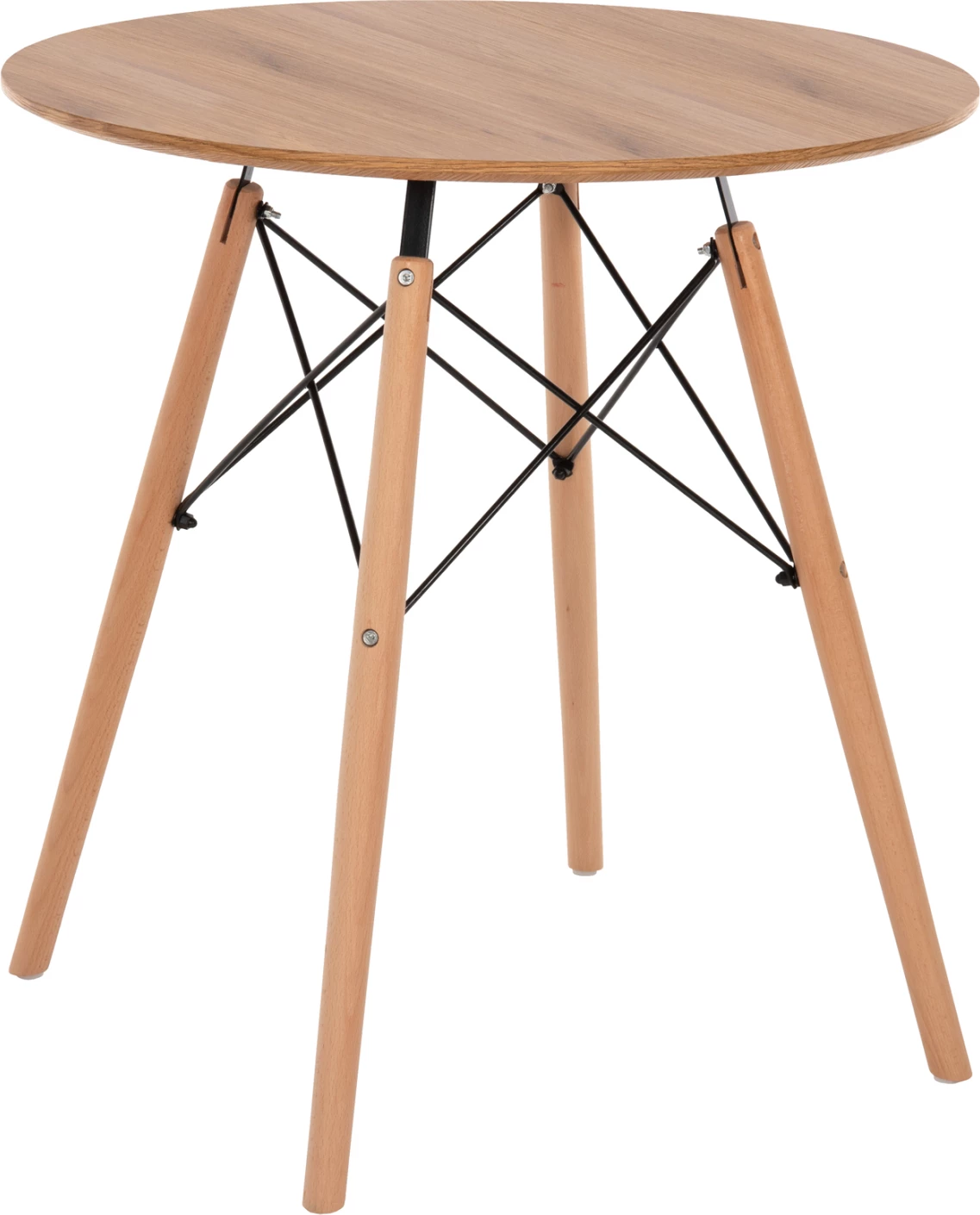 Minimalna okrogla jedilna miza FH0059.04 MDF v naravni barvi - bukove noge v naravni Φ80Χ72Hcm