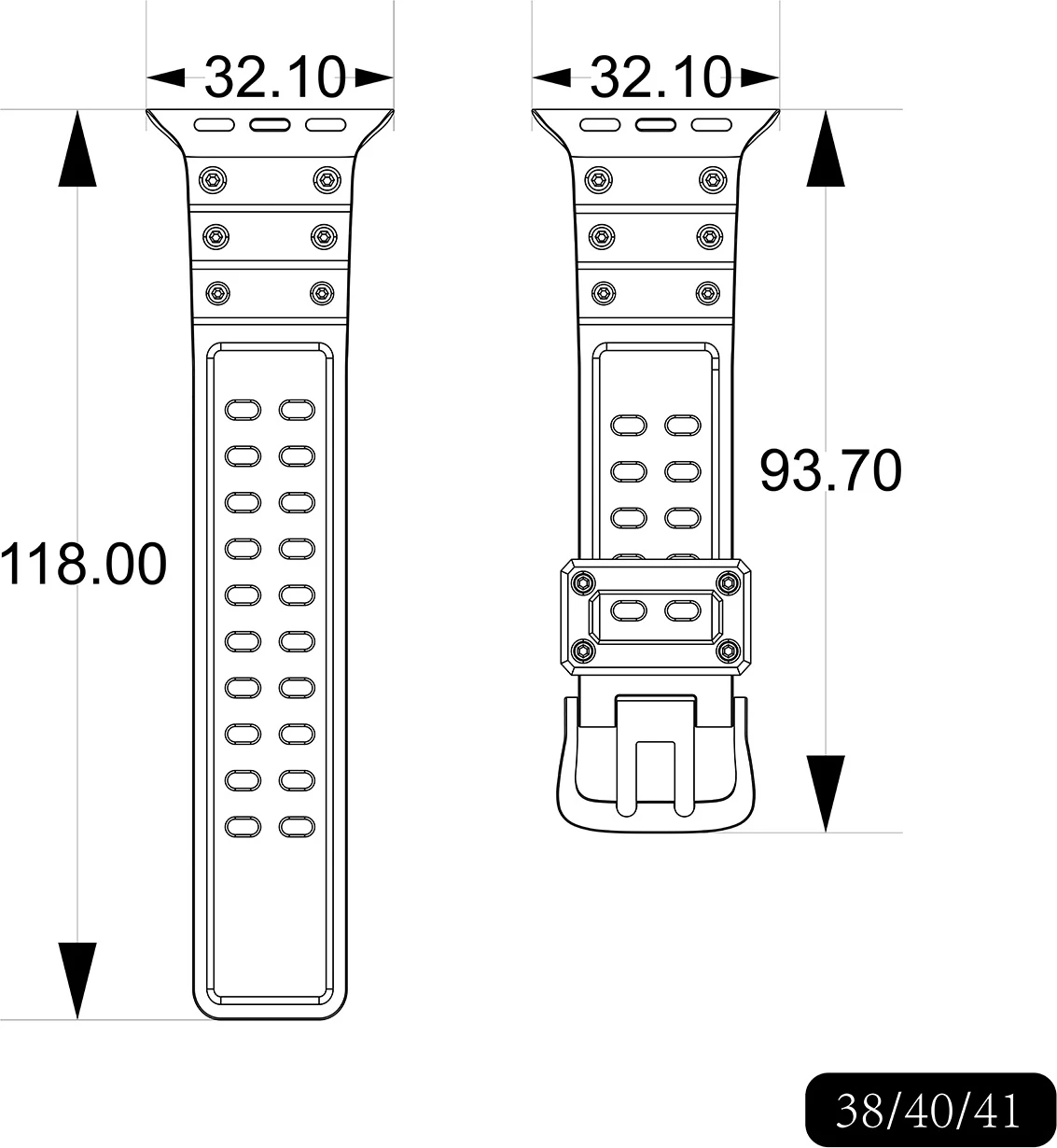Trak z trojno zaščito za Apple Watch Hurtel Strap, TPU, za serije 1–9 in SE (38/40/41 mm), zelen