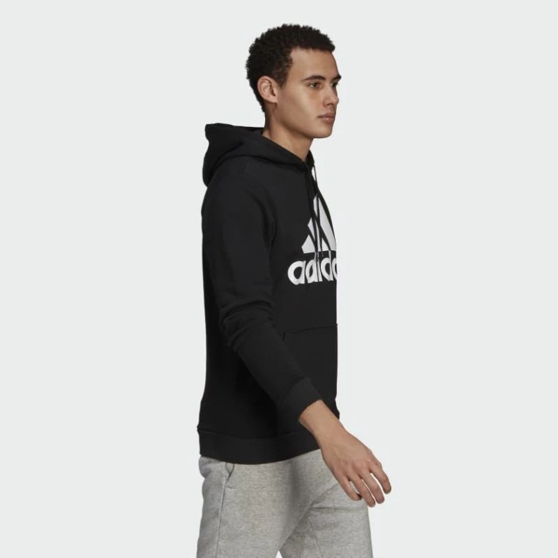 Duks s kapuco, adidas, moški, črn z belim logotipom