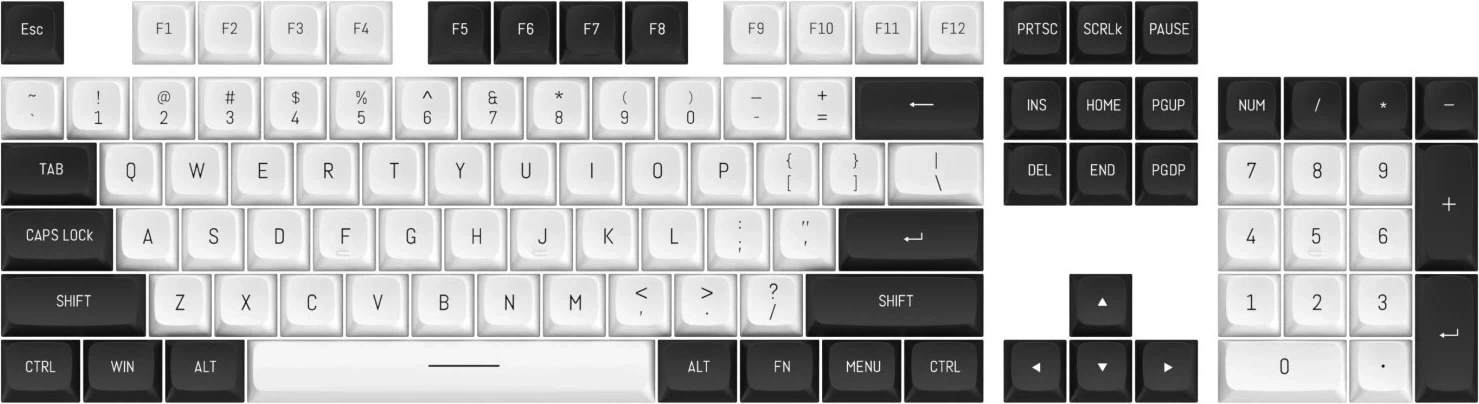 Keycapi PBT Doubleshot, 150 kosov, bela-črna - Redragon A132