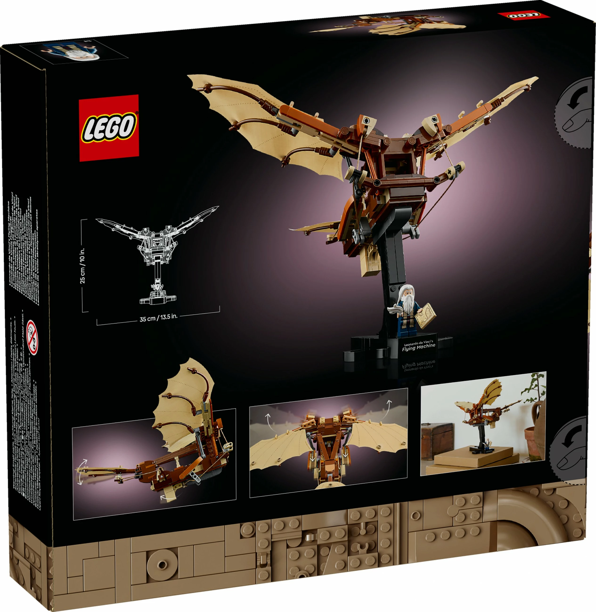 Model zgodovinske leteče naprave Leonardo da Vinci, LEGO set, 493 delov, večbarven