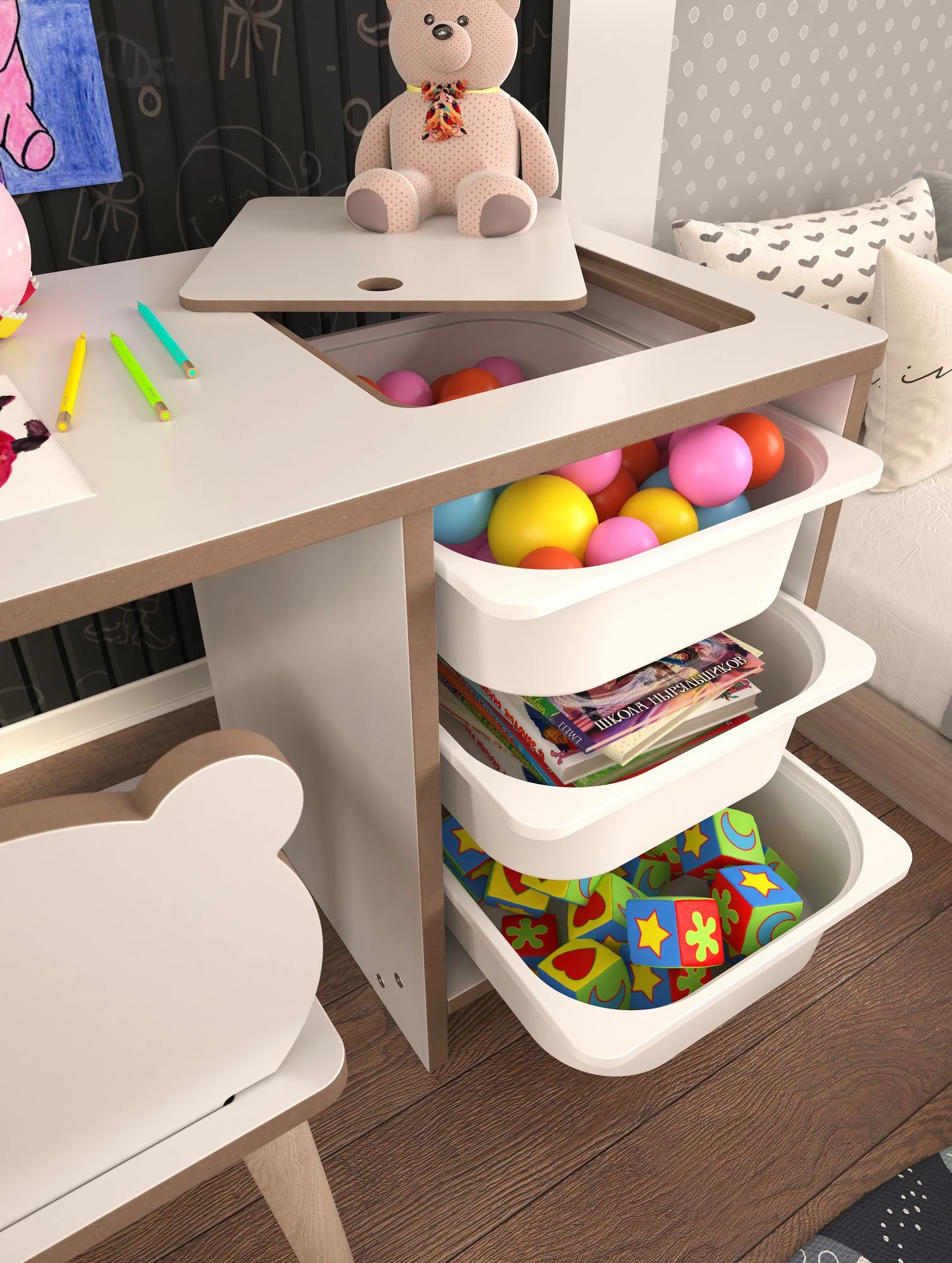 Otroški set mize in stolov Hanah Home Soho, bel