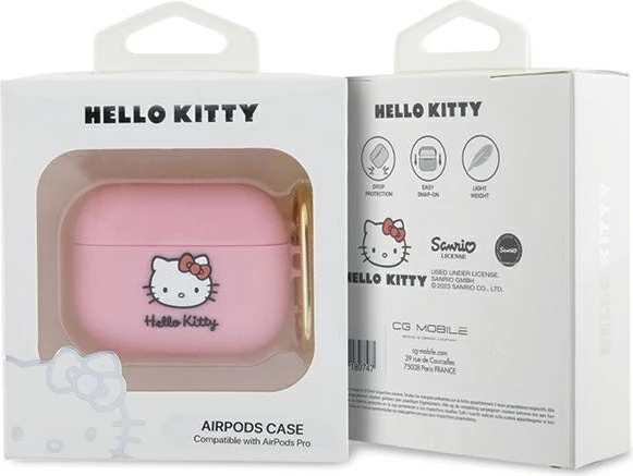 Silikonski ovitek z 3D glavo Kitty za AirPods Pro, rožnat - Hello Kitty