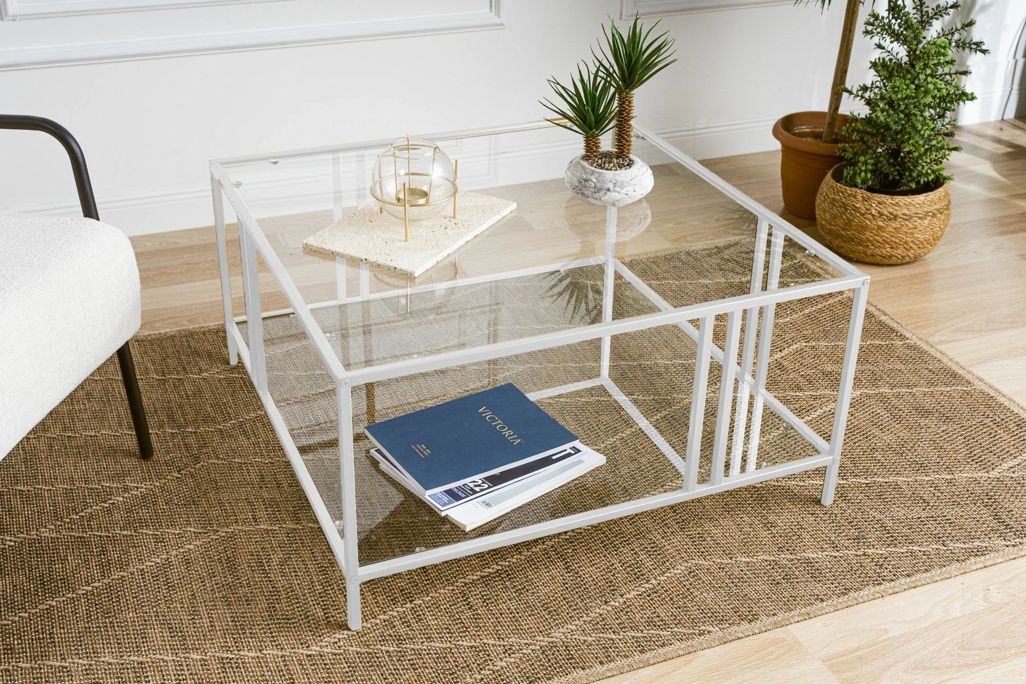 Elegantna kavna mizica Hanah Home Uranüs, bela, prozorna