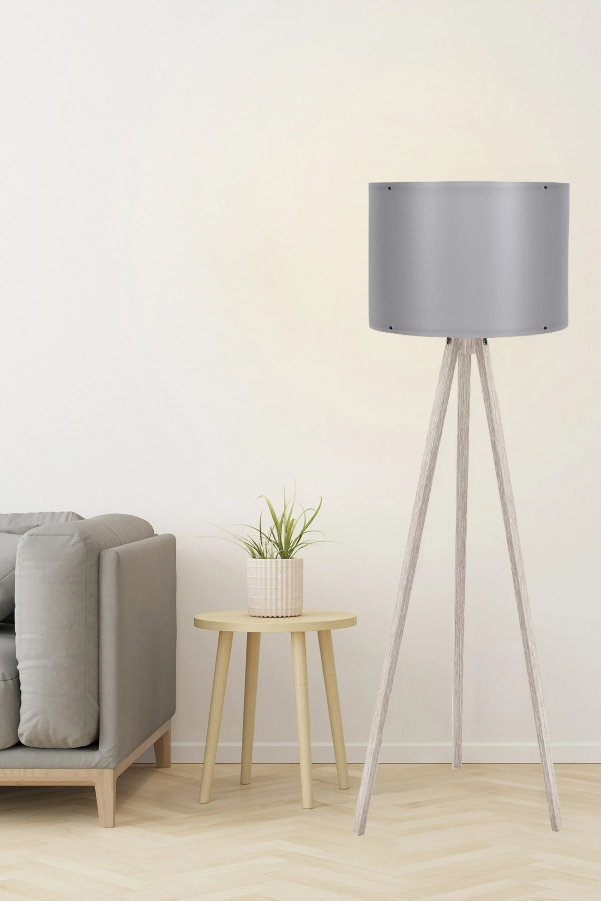 Stojalka za talno luč, krem in siva, Opviq, 145 cm