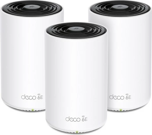 Mesh Wi-Fi TP-Link Deco XE75, tri-band, 3 kosi, 670 m², bel