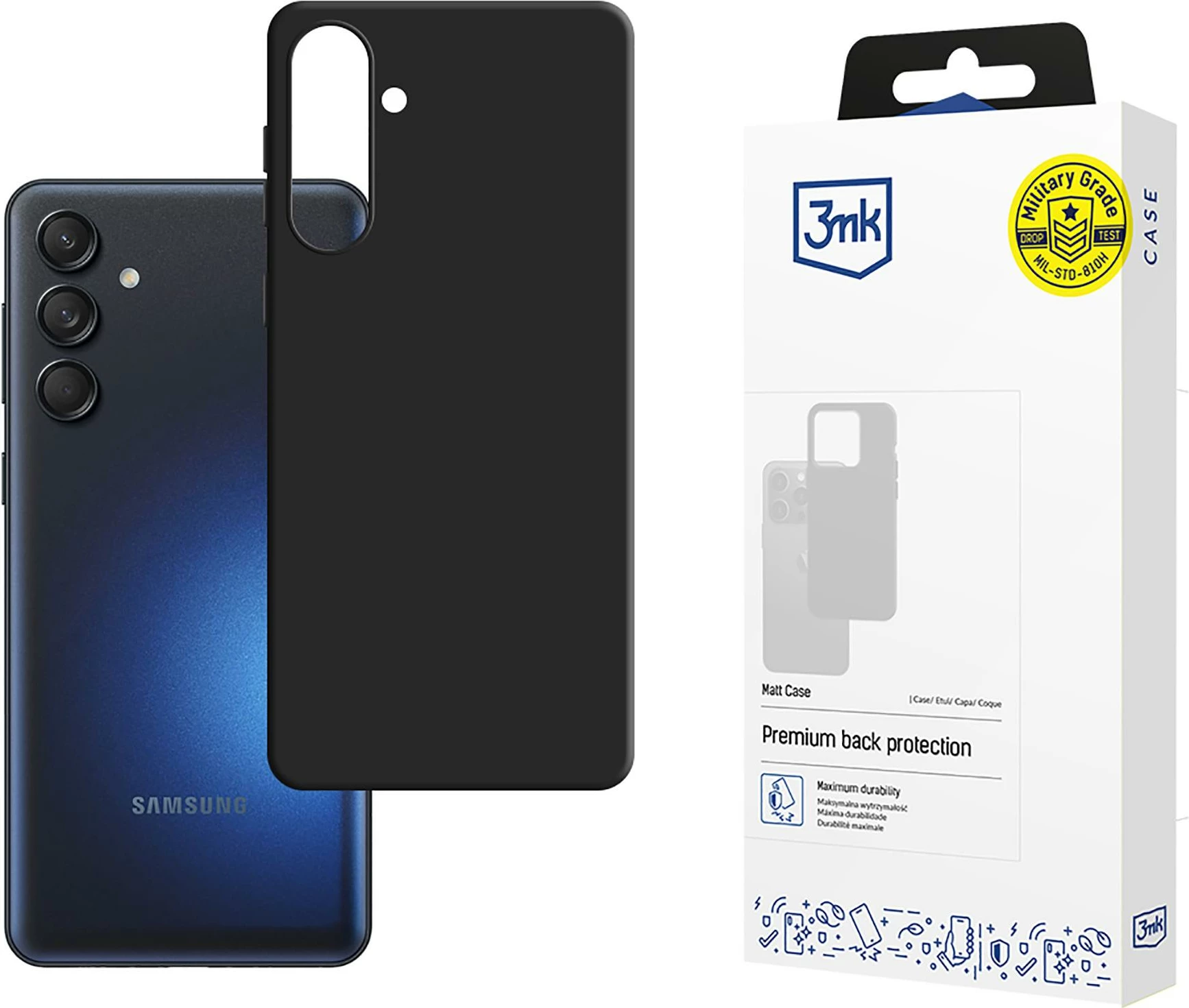 Ovitek za telefon 3mk Matt Case za Samsung Galaxy M55, črn
