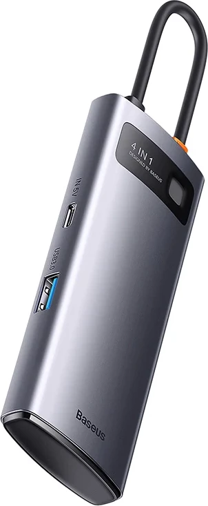 Razširje portov 4 v 1 Baseus Metal Gleam Series, USB-C na 4×USB 3.0, siva