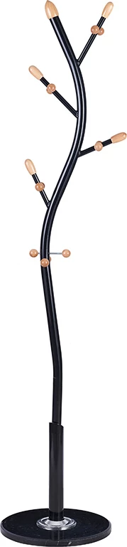 Stojalo za plašče, črn kovinski z marmorjem, 37 x 171 cm, Sergio