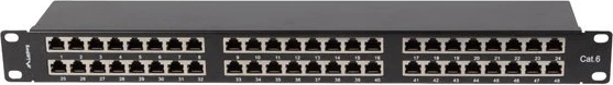 Patch panel Lanberg PPS6-1048-B, 19" 1U, kategorija 6, ekraniran FTP, 48 vrat, črn