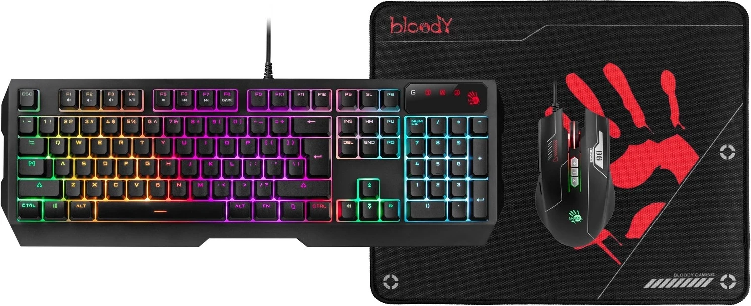 Gaming komplet tipkovnica, miška in podloga A4-Tech Bloody B1700, z RGB osvetlitvijo