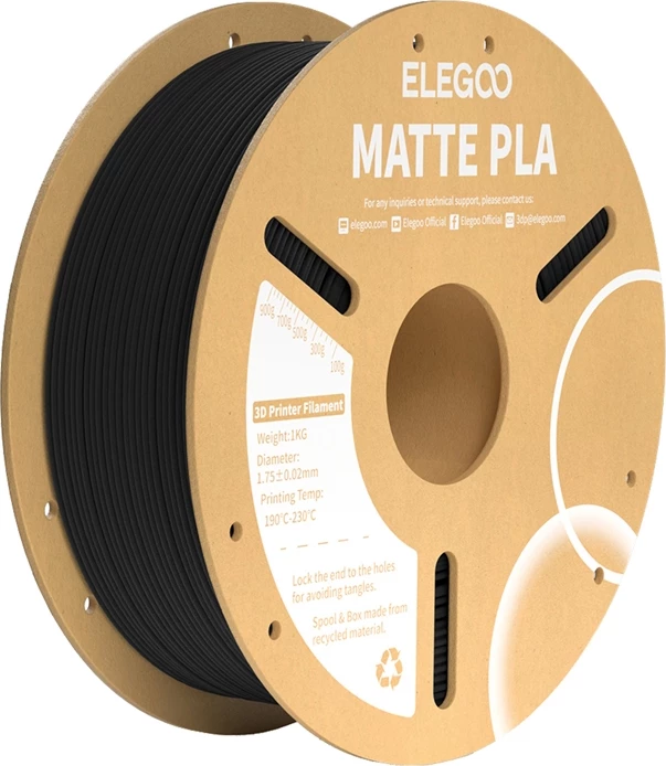 PLA filament mat 1 kg, 1,75 mm, črn, Elegoo