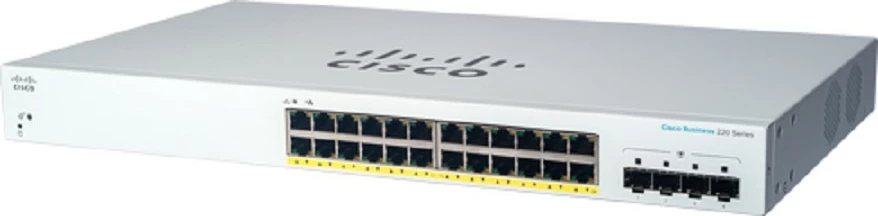 Upravni gigabitni preklopnik, 24 vrat PoE, 1U, Cisco CBS220-24P-4G