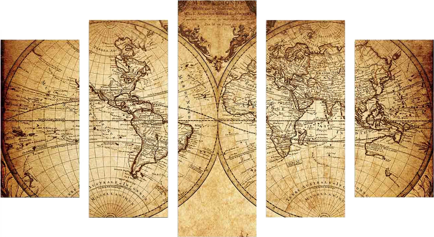 MDF slika FH7206.06 v vintage zemljevidu sveta 100x60x0,3 cm