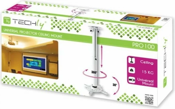 Stropni nosilec za projektor, 50–77 cm, 15 kg, bel Techly 022267