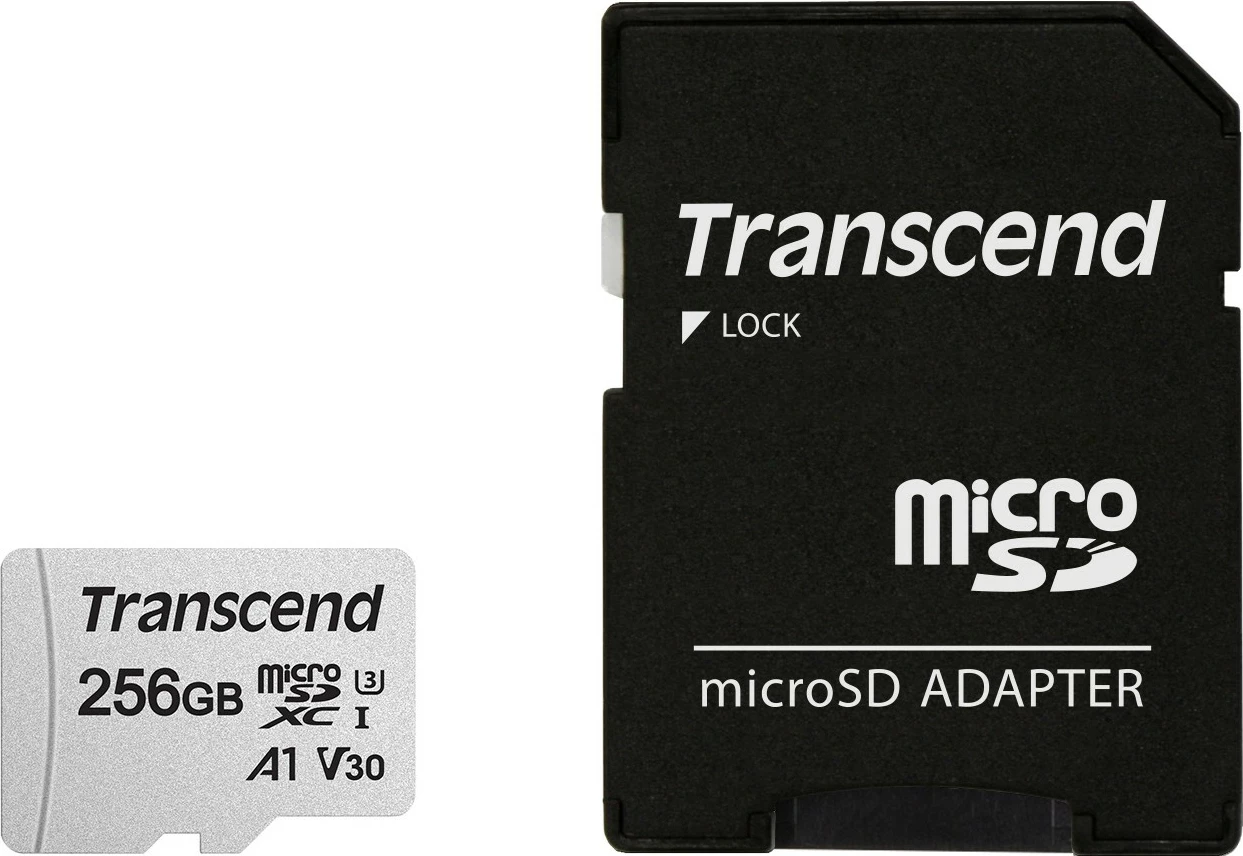 Kartica pomnilnika Transcend microSDXC 300S 256GB z adapterjem, Class 3, srebrna