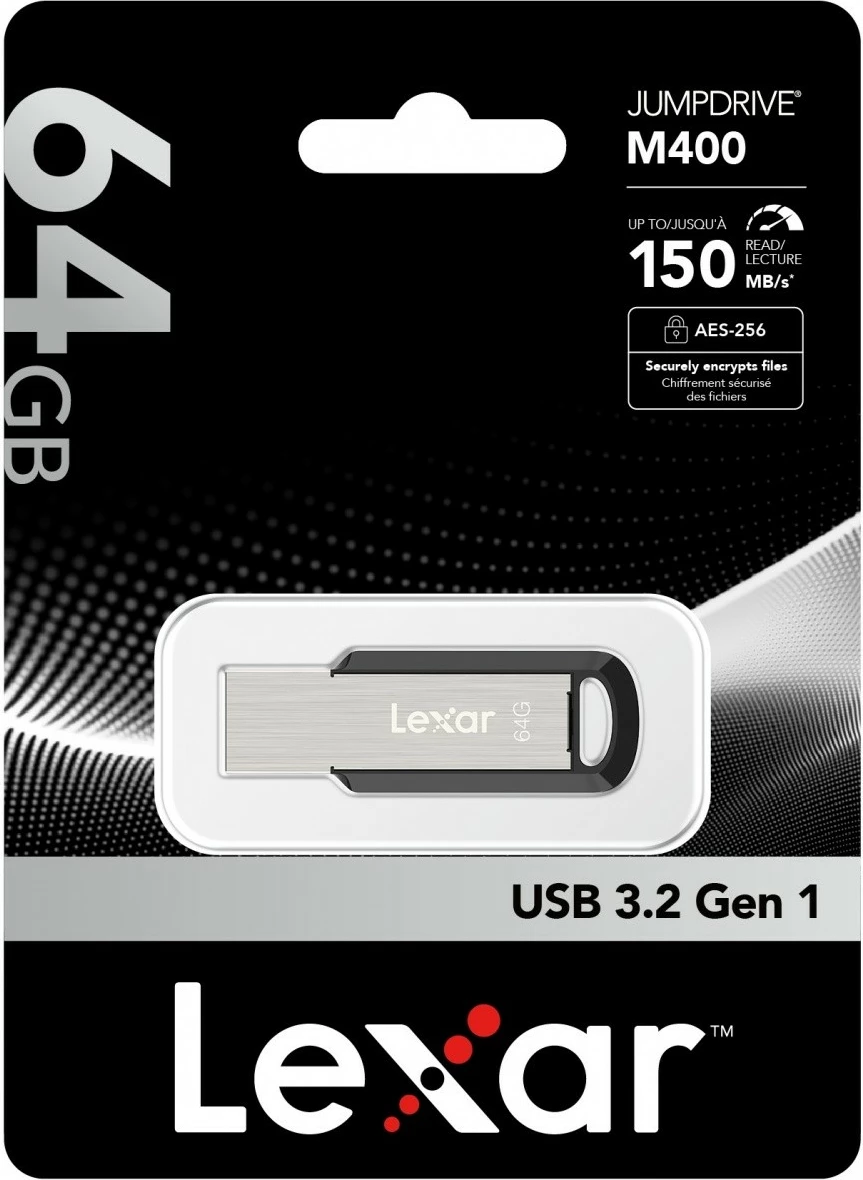 USB ključek Lexar JumpDrive M400 64GB, USB 3.0, črno/srebrn