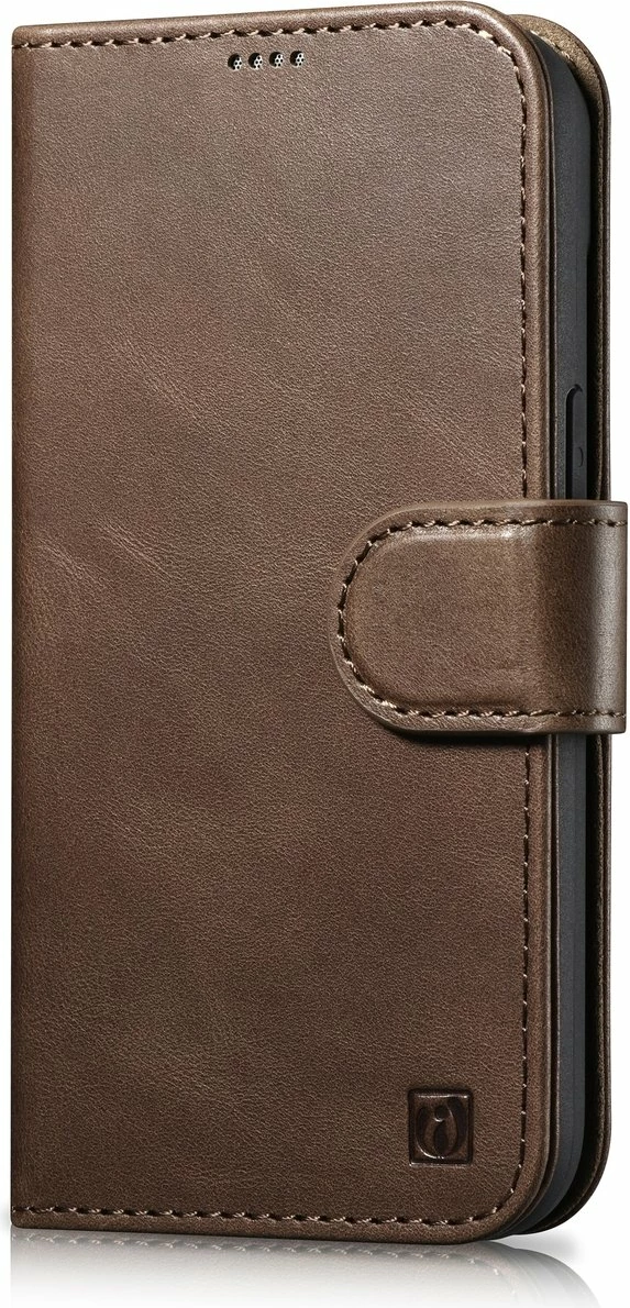 Ovitek 2-v-1 Oil Wax Wallet za iPhone 14 Plus, iCarer, naravno usnje, Anti-RFID, rjav