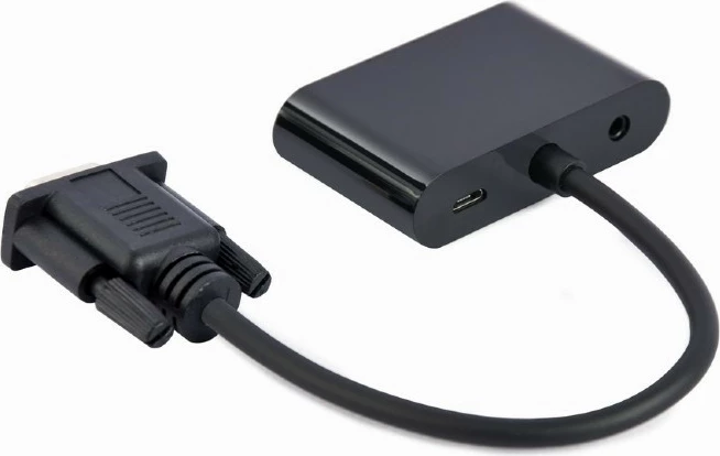 Konverter signala VGA v HDMI Gembird A-VGA-HDMI-02, 15 cm, črn