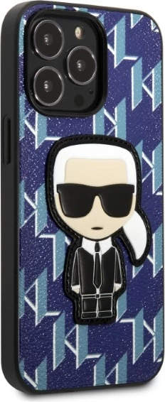 Ovitek za telefon Monogram Ikonik Patch Karl Lagerfeld za iPhone 13 Pro Max, moder