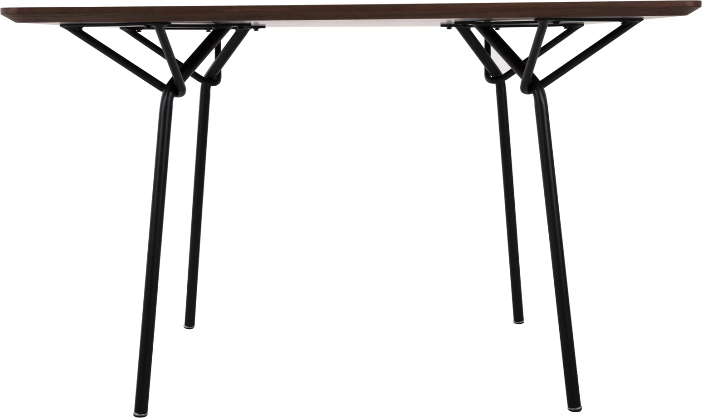 Kvadratna jedilna miza TRENK FH9614.02 MDF z hrastovim furnirjem v barvi oreha in črnimi kovinskimi nogami 120x120x75Hcm