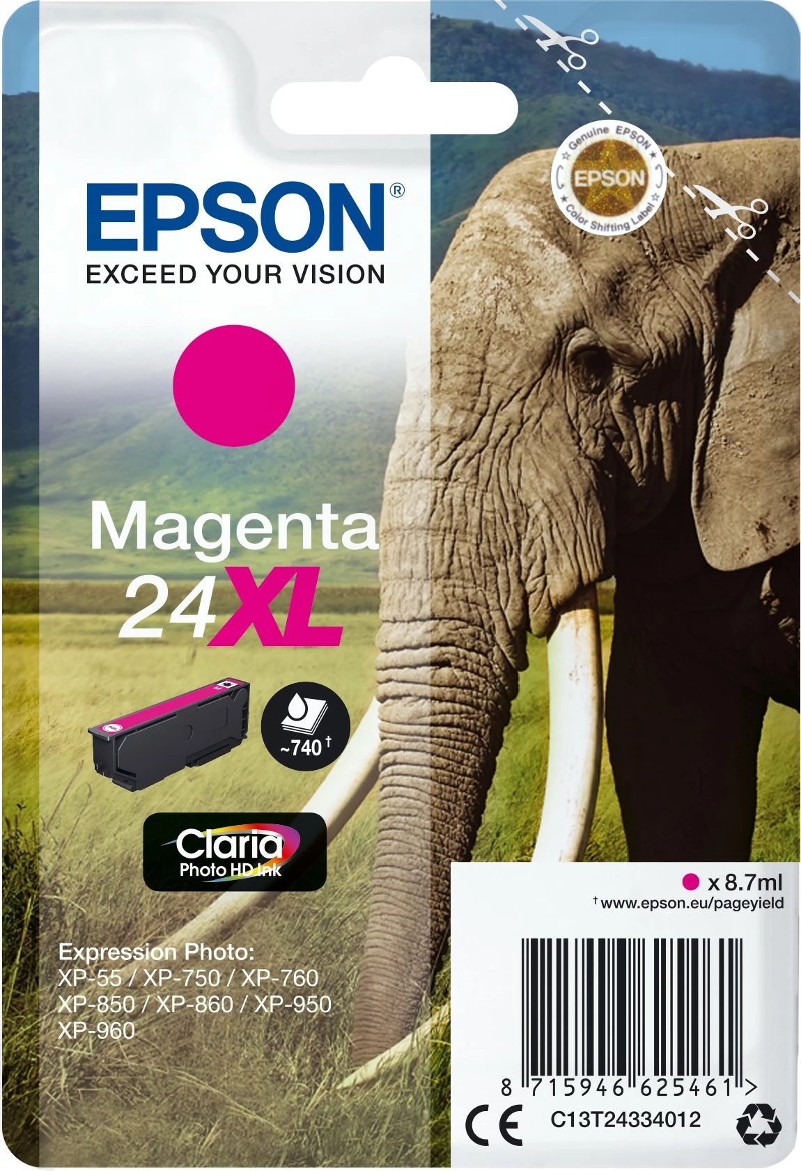 Toner magenta Epson Elephant 24XL, 8,7 ml