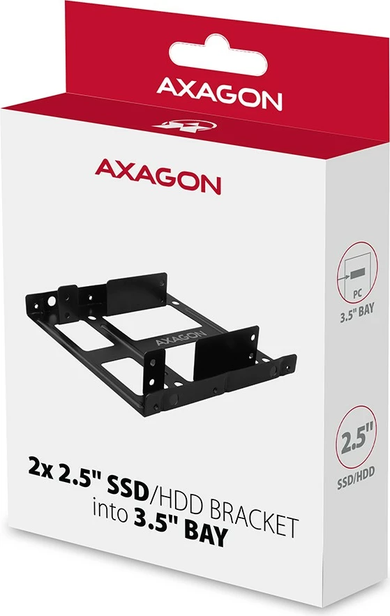 Nosilec za 2x 2,5" HDD/SSD v 3,5" režo, AXAGON RHD-225, črn