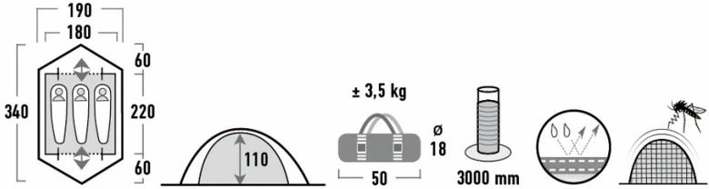 Kamp šotor Woodpecker 10194 High Peak za 3 osebe