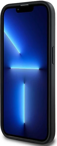 Ovitek iz usnja z vzorcem DKNY, MagSafe za iPhone 14 Pro Max, črn