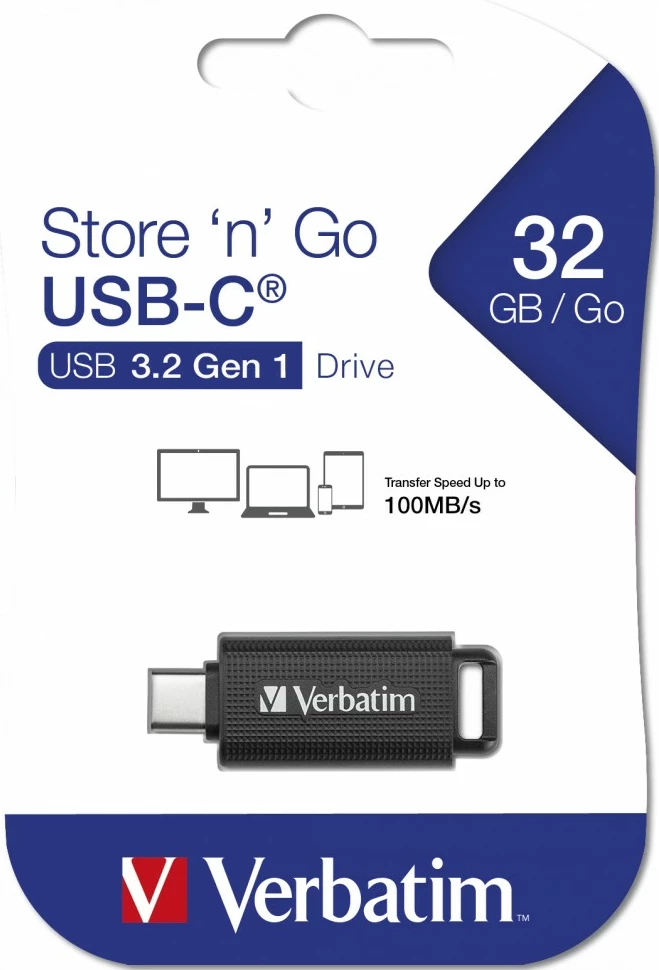 USB ključek 64GB, USB Type-C, 3.2 Gen 1, črn — Verbatim Store 'n' Go