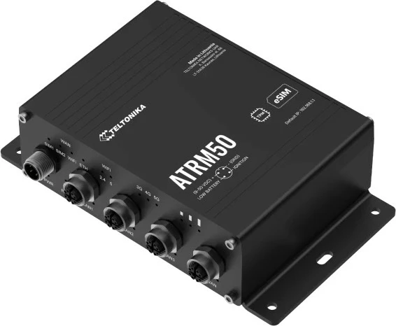 Usmerjevalnik 5G Teltonika ATRM50 4x Gigabit Ethernet M12, dvojni SIM, eSIM, GNSS, 9–50 V, IP30, črn