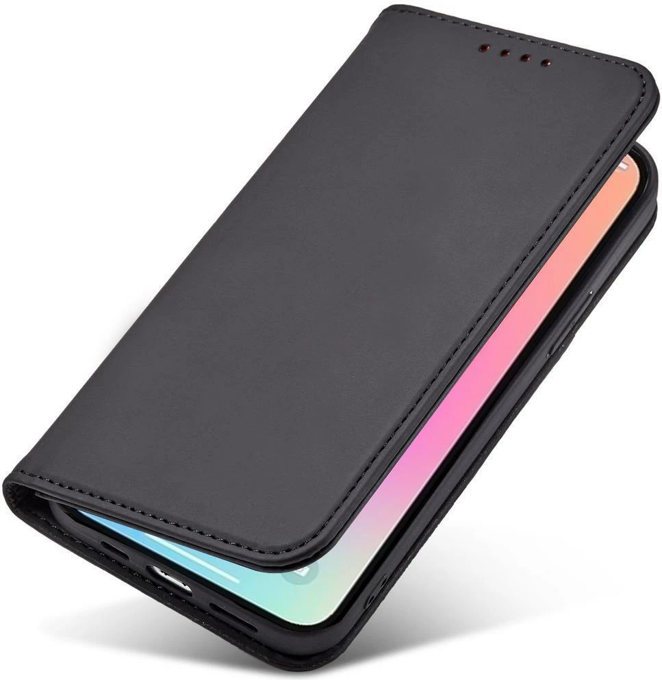 Magnetni ovitek s pokrovom, denarnico in držalom, črn — Hurtel za Samsung Galaxy S23 Ultra