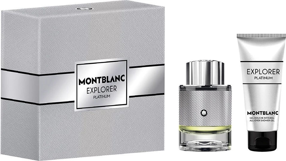 Eau de Parfum set za moške Mont Blanc Explorer Platinum 60 ml + gel za prhanje 100 ml