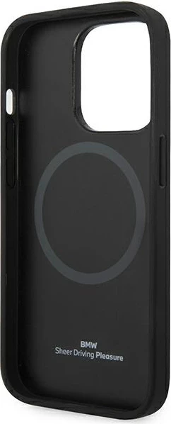 Ovitek za telefon z vzorcem diamant in MagSafe, usnje, črn — BMW BMHMP14L22RFGK za iPhone 14 Pro 6,1"