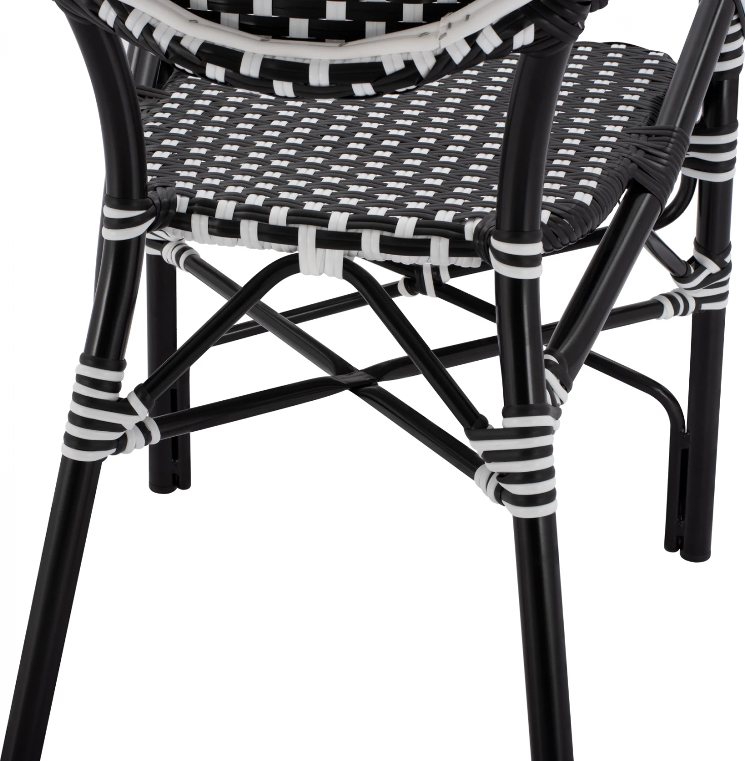 Aluminijasti naslanjač videza bambusa s črno-belim pletenjem FH5793.02 56X63X96Y cm