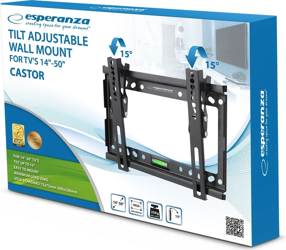 Nosilec za TV Esperanza ERW010, 14–50'', do 25 kg, črn